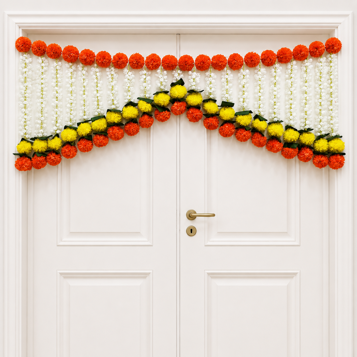 Orange Yellow Marigold And Mogra Toran