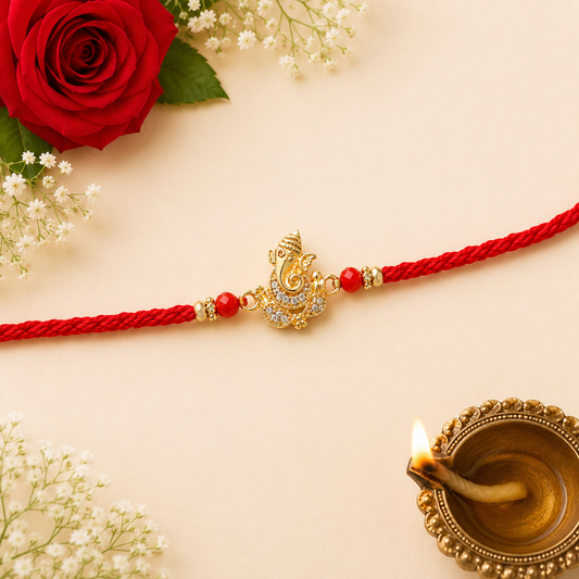 Ganesha Diamond Pendant Rakhi