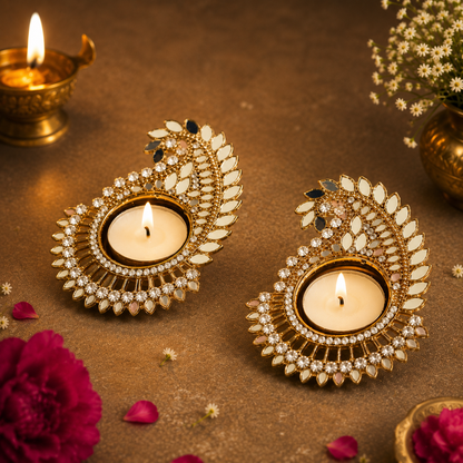 Paisley Shape Mirror Tea Light (Single)