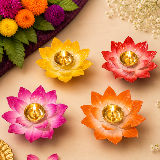 Metal Lotus Flower Shape Diya