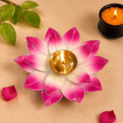 Metal Lotus Flower Shape Diya