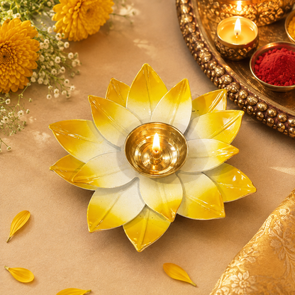Metal Lotus Flower Shape Diya