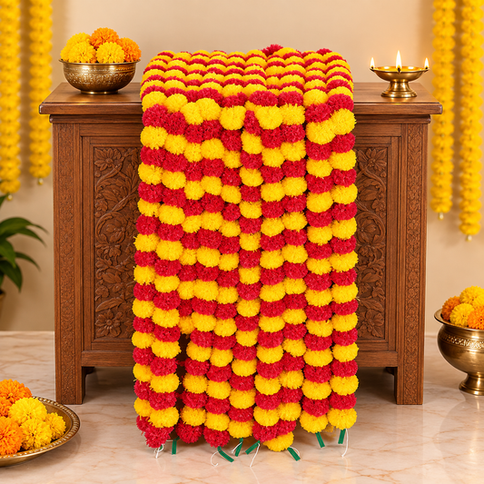 Yellow - Red Marigold Flower Festive Danglers