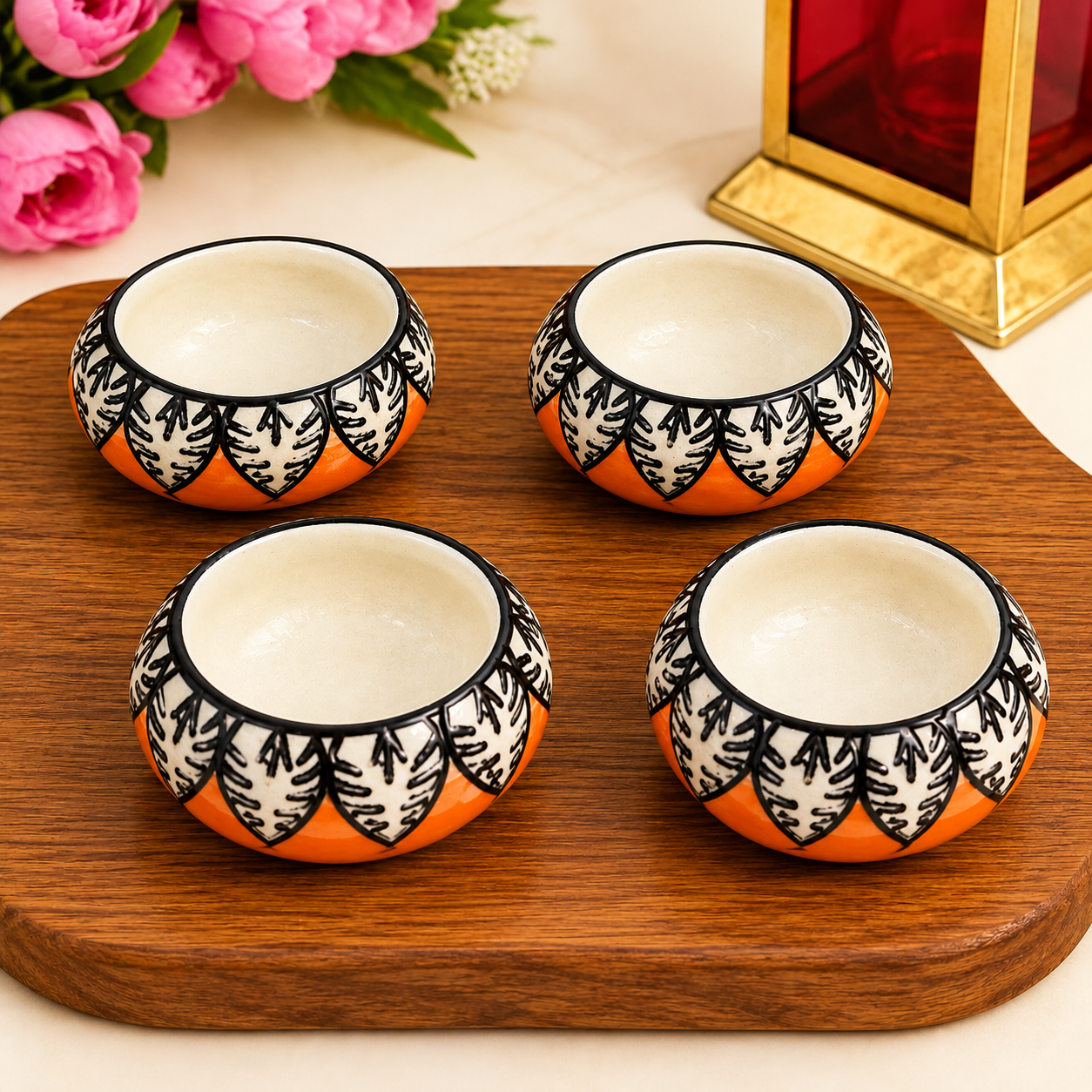 Blue Pottary Matki Diya (Orange) - Single Piece