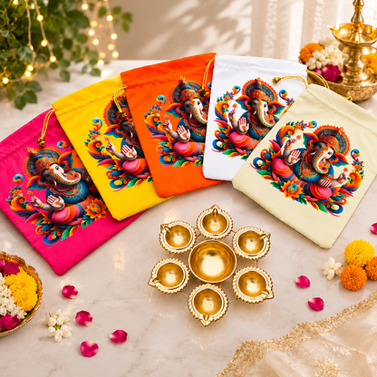 Gift combo for Diwali, Ganesh Chaturthi, Navratri, Puja or weddings / combo of ganeshji potli and metal urli