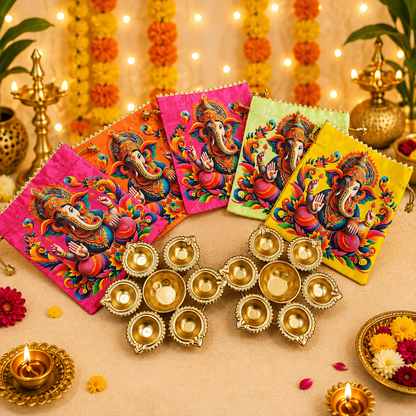 Gift combo for Diwali, Ganesh Chaturthi, Navratri, Puja or weddings / combo of ganeshji potli and metal urli