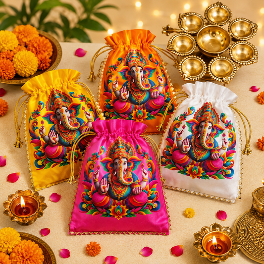 Gift combo for Diwali, Ganesh Chaturthi, Navratri, Puja or weddings / combo of ganeshji potli and metal urli