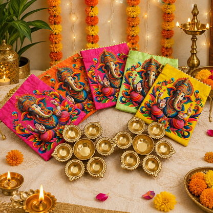 Gift combo for Diwali, Ganesh Chaturthi, Navratri, Puja or weddings / combo of ganeshji potli and metal urli