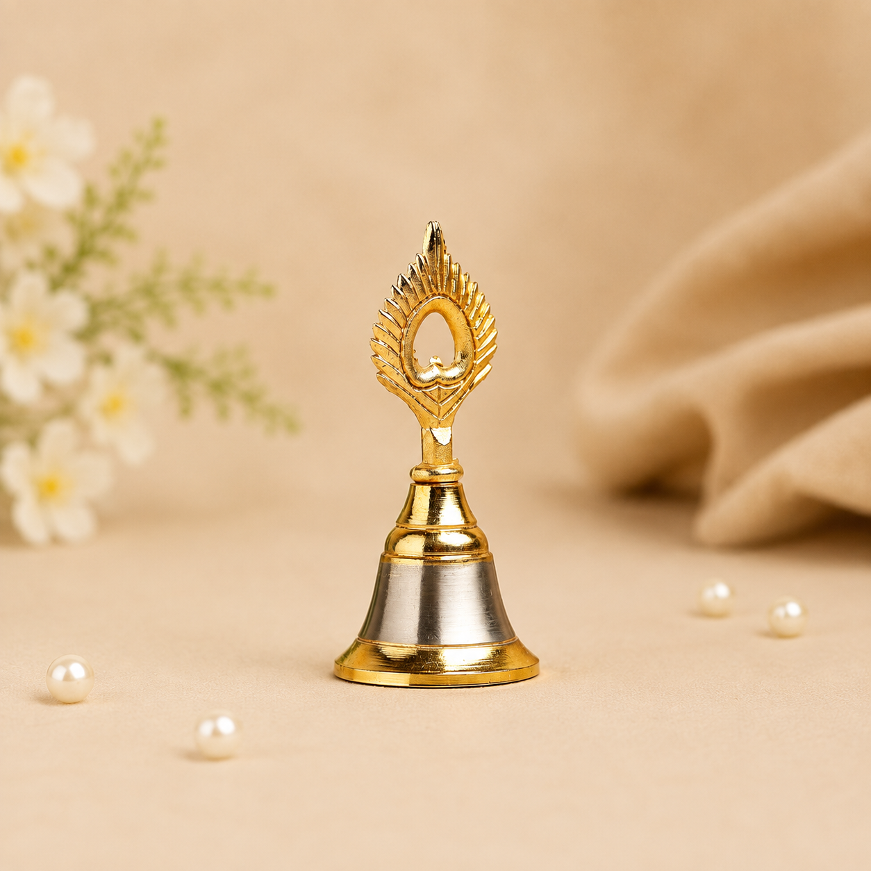 Mayur Bell with Peacock Design | Traditional Temple Pooja bell Aluminium Pooja Bell