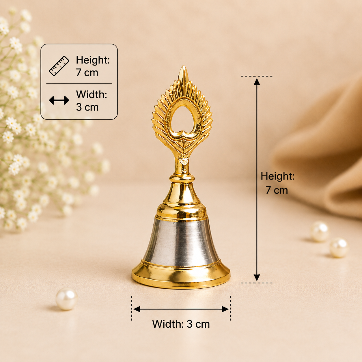 Mayur Bell with Peacock Design | Traditional Temple Pooja bell Aluminium Pooja Bell
