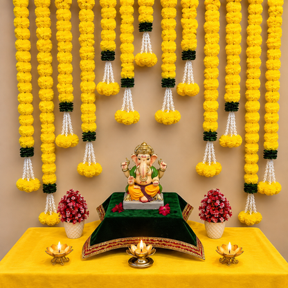 Yellow Marigold With Tassels Backdrop