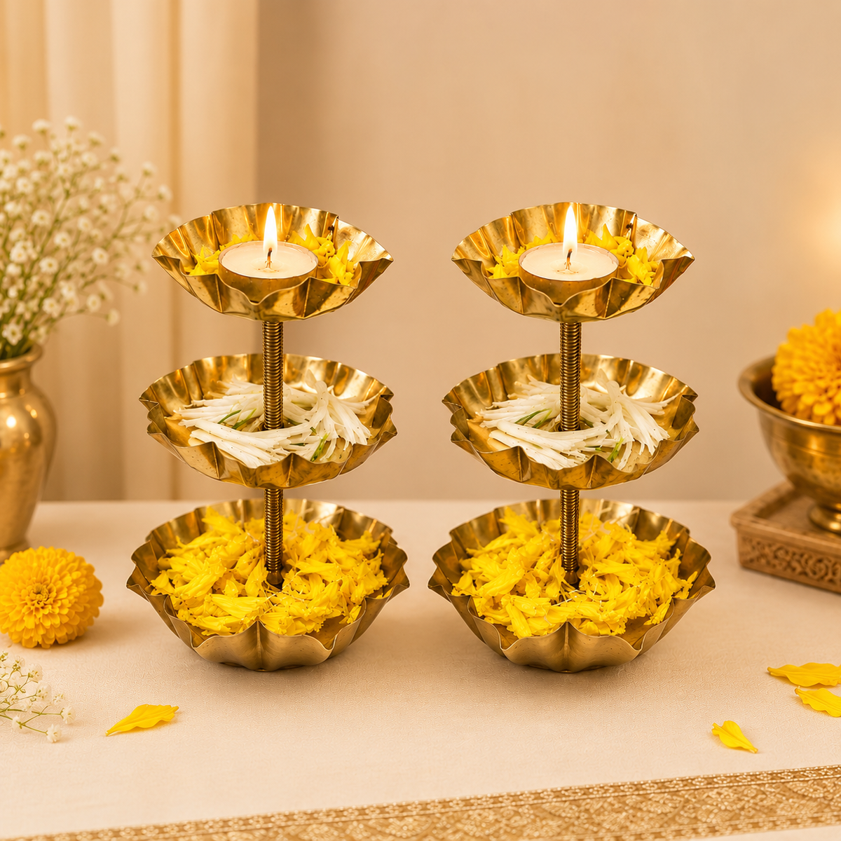 Decorative Three Tier Candle Stand (Pair)