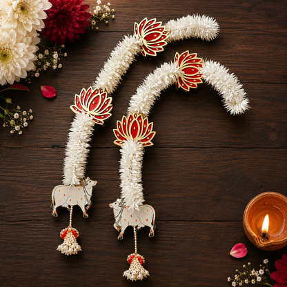 Lotus Gajra With Cow Hangings (Pair)