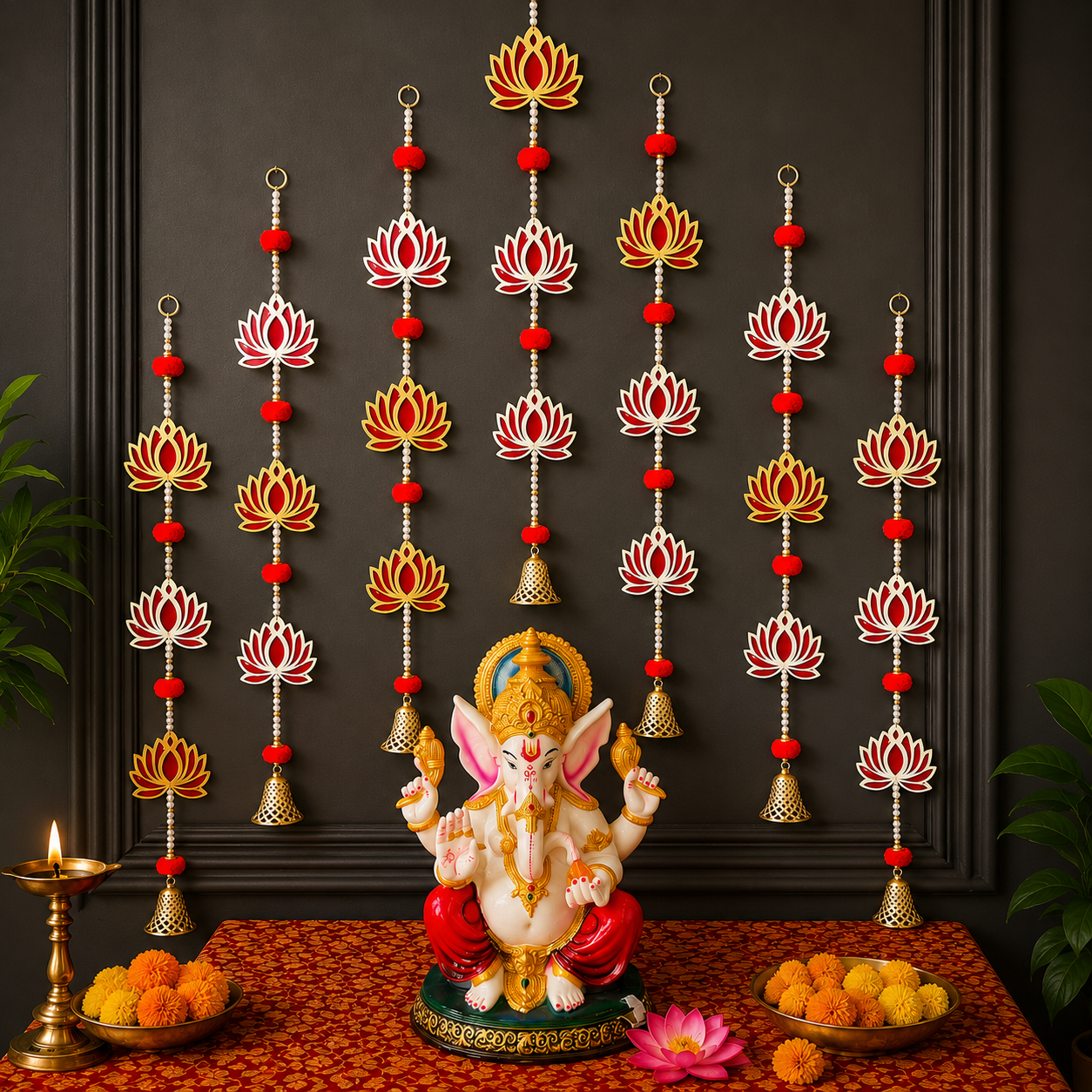 Red Lotus Hanging (Pair)