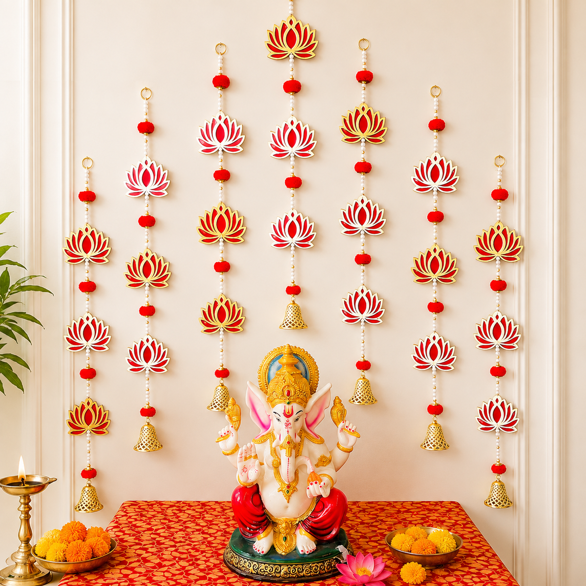 Red Lotus Hanging (Pair)