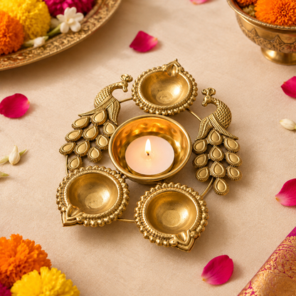 Mini Peacock Diya Urli