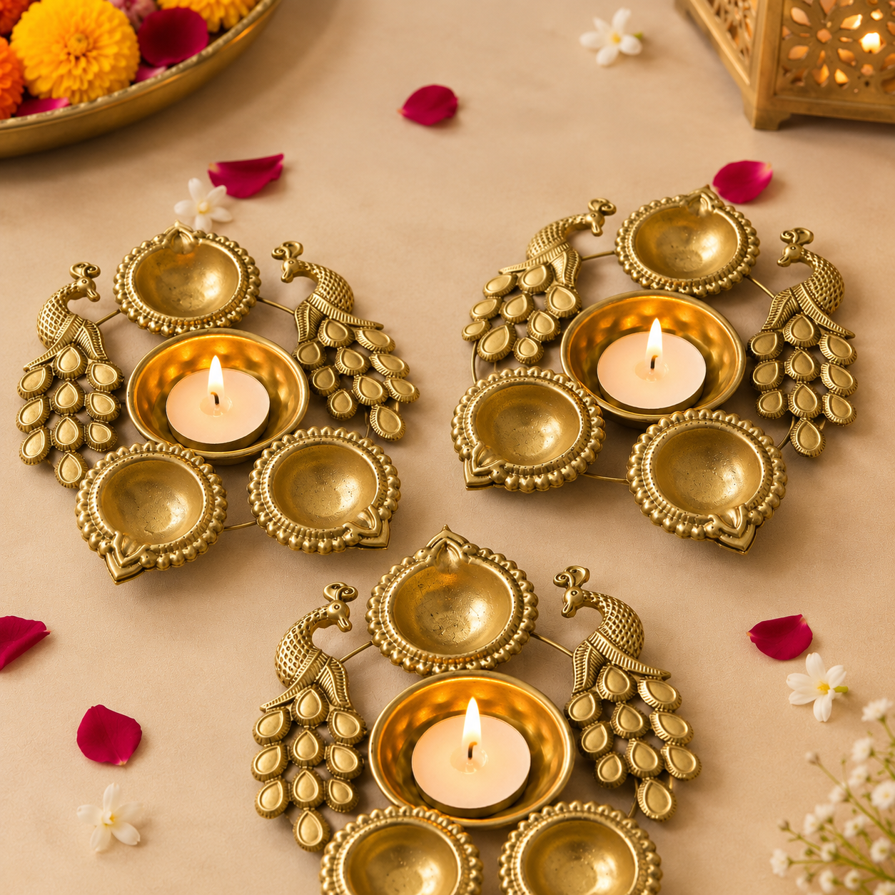 Mini Peacock Diya Urli