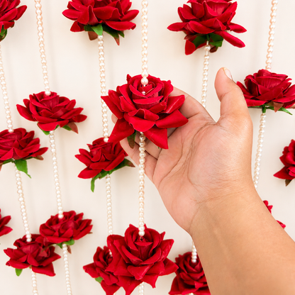 Red Rose and White Pearl Decorative Garland/Stream for Ganesh,Navratra, Diwali and Other Festivals and Occasions