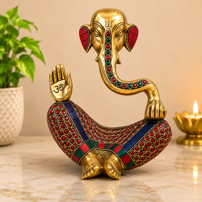 Modern Lord Ganesha Idol with Colorful Stone
