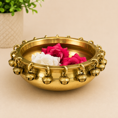 Brass Urli Traditional Bowl with Bells