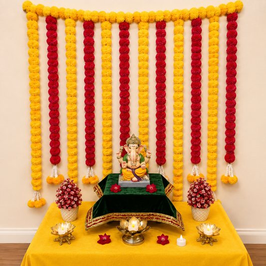Yellow And Red Straight Toran Backdrop