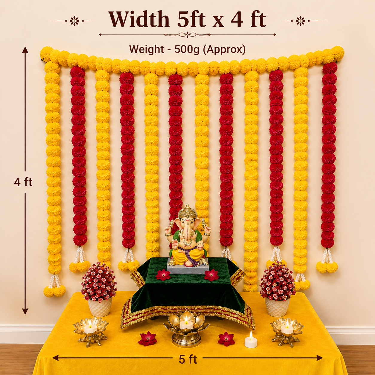 Yellow And Red Straight Toran Backdrop