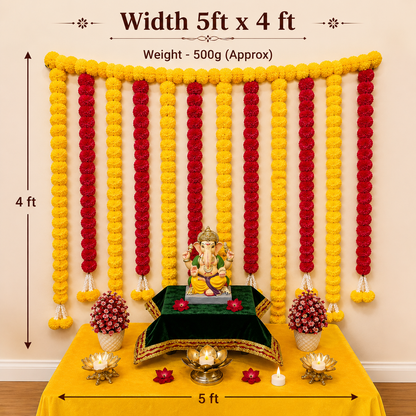 Yellow And Red Straight Toran Backdrop