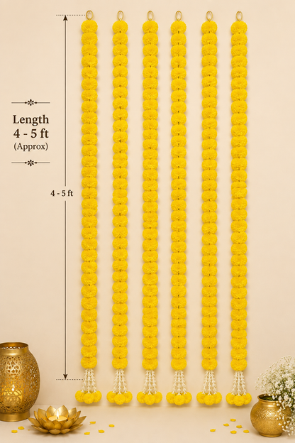 Decorative Lemon Yellow Marigold With Rajnigandha Tassel Dangler
