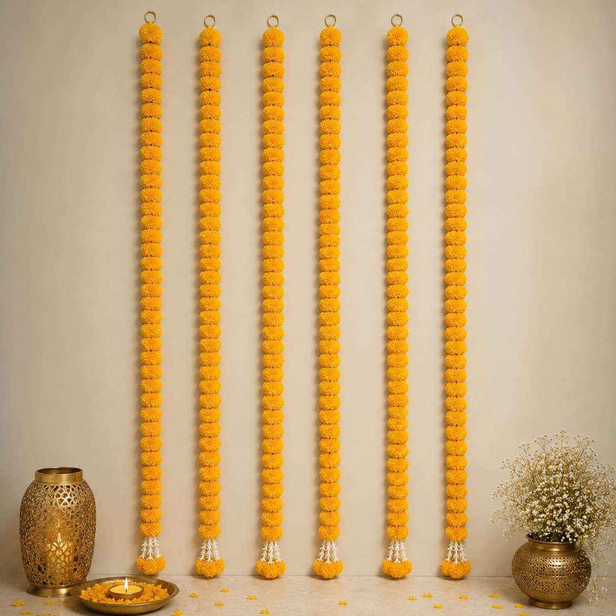 Decorative Mango Yellow Marigold With Rajnigandha Tassel Dangler