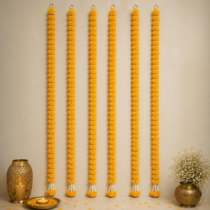 Decorative Mango Yellow Marigold With Rajnigandha Tassel Dangler