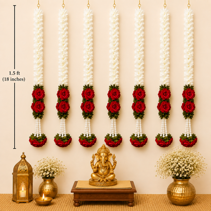 Red Rose Pearl Tassel Gajra String