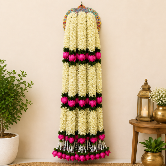 Lotus Buds With Gajra Strings (Pair) - 4ft