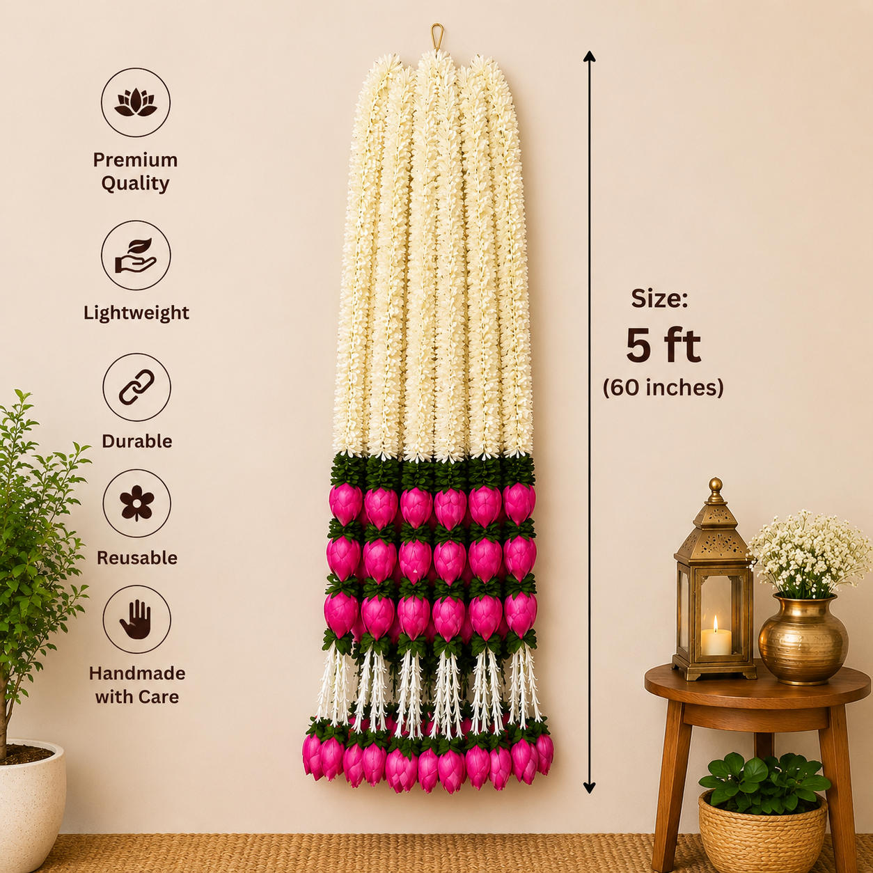 Long Lotus Buds Flower String (Pair) - 5 ft