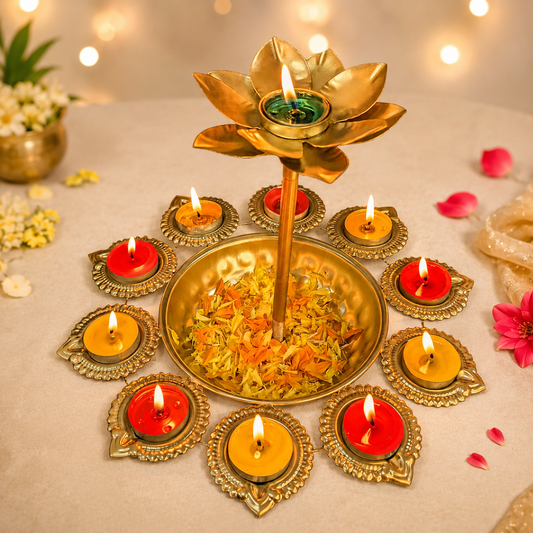 Diya Urli With Tea Light Holder