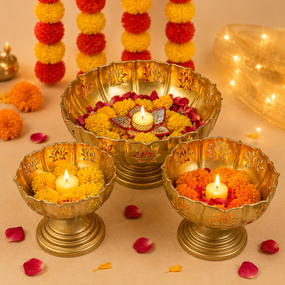 Ravishing Lotus Urli (Set Of 3)
