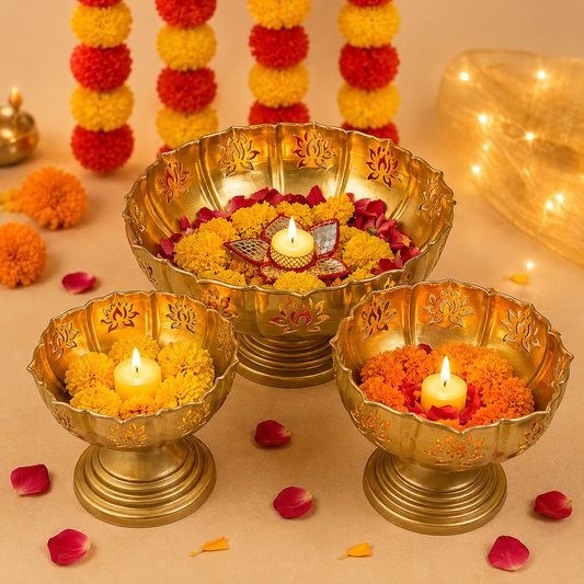 Ravishing Lotus Urli (Set Of 3)