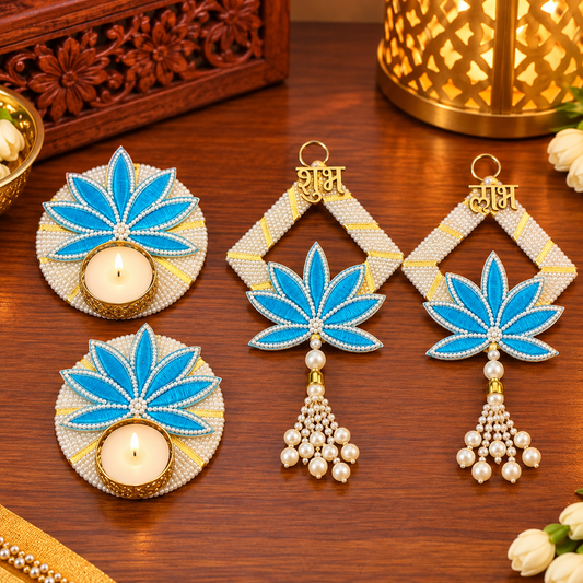 Kamal Shree Blue Diya And Shubh Labh Combo
