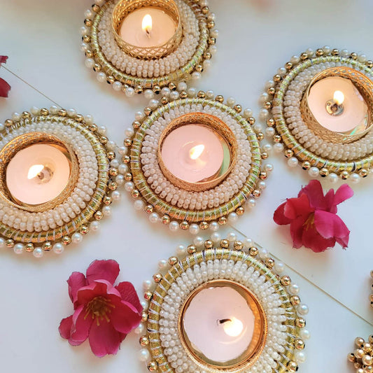 (Set Of 2) Golden Pearl Tea Light