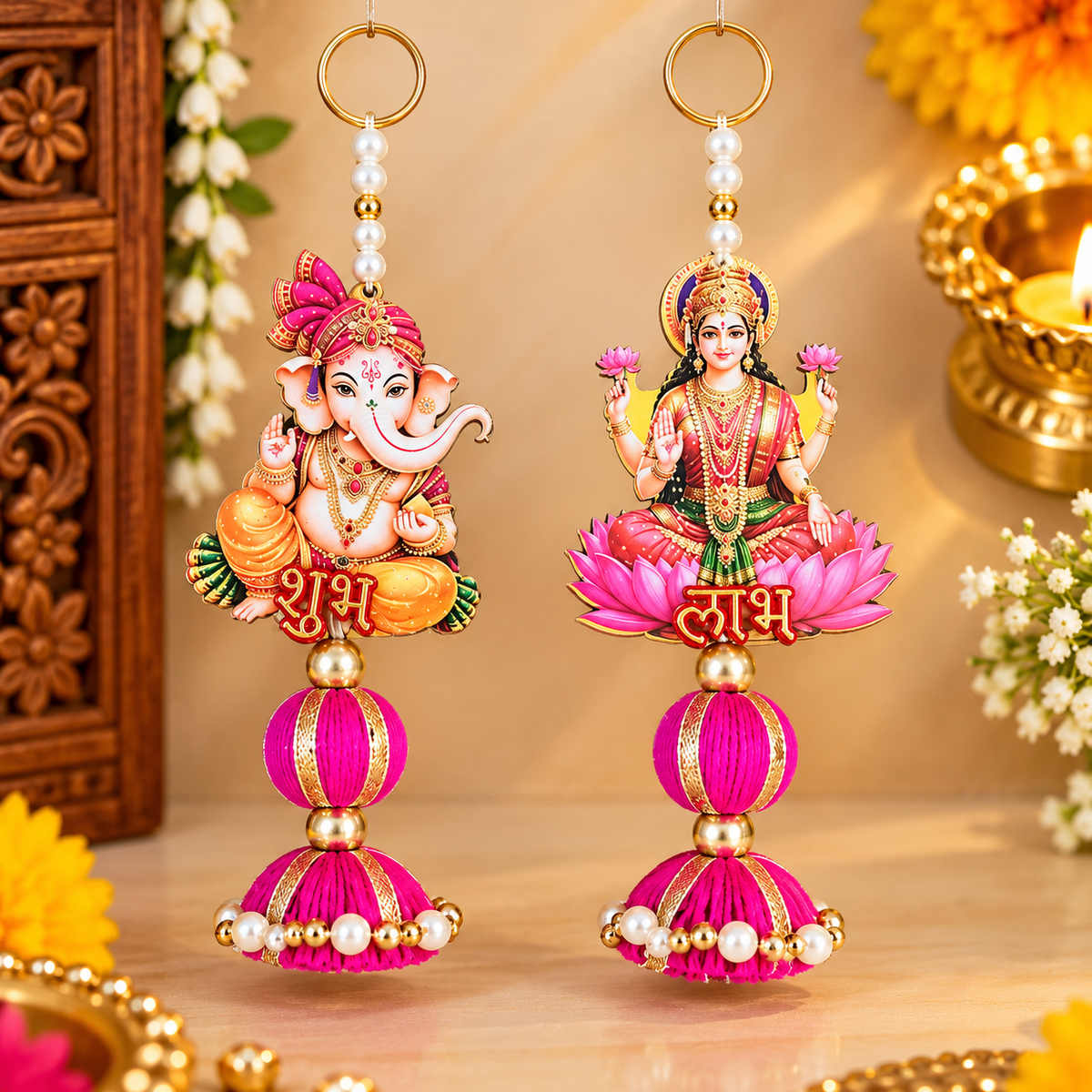 Laxmi Ganesha Shubh Labh With Ball Hanging