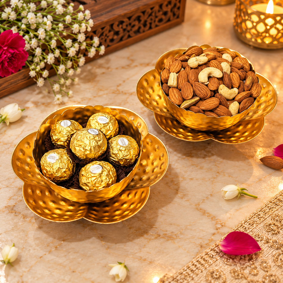 Flower Bowls For Dryfruits/ Chocolate Serving (Single Piece)