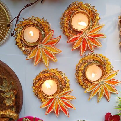 Yellow Lotus Pearl Bangle Tea Light Holder