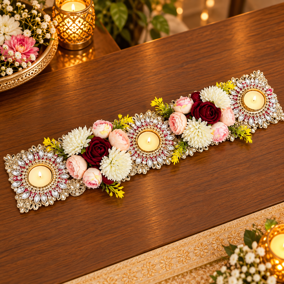 Luxurious Floral Table Runner