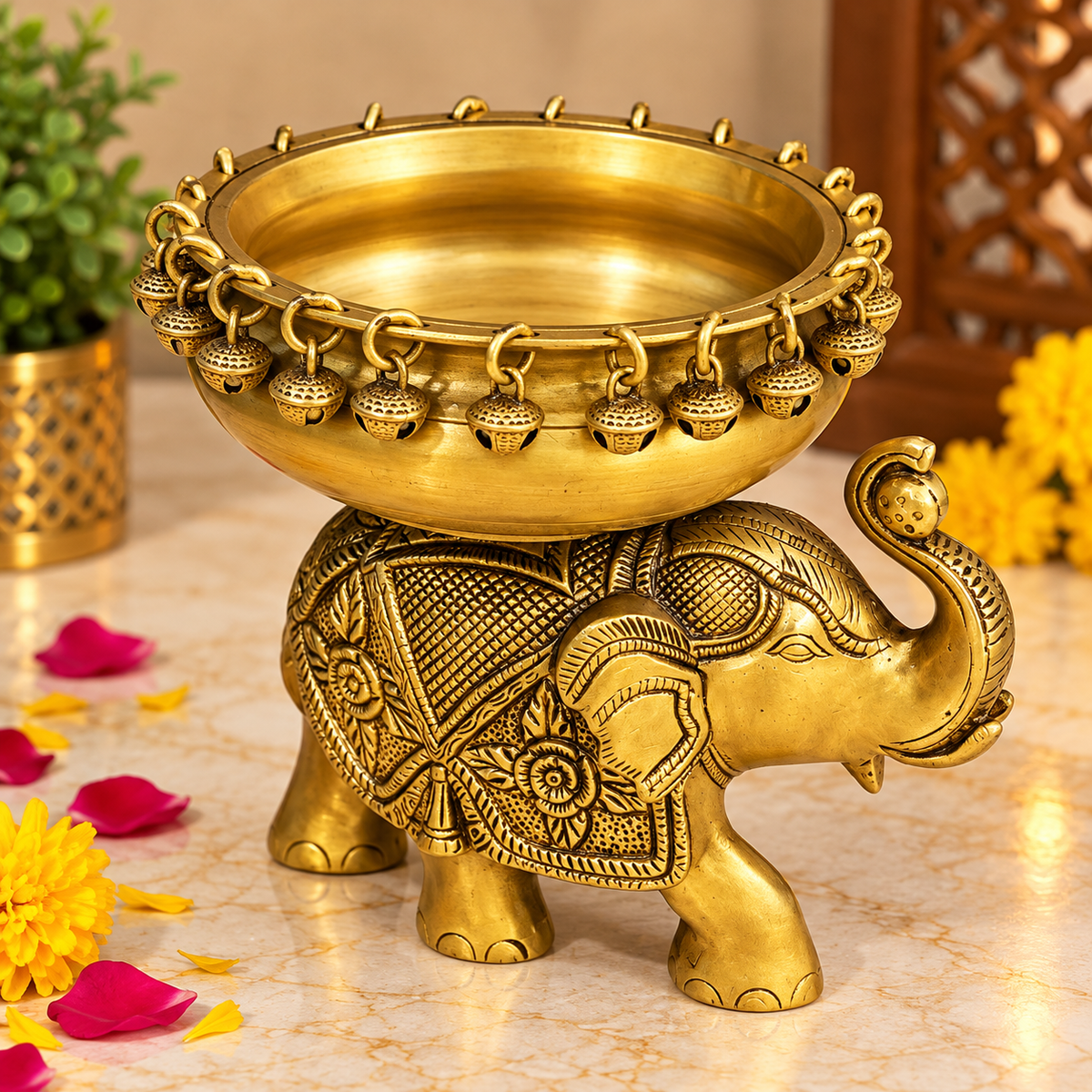 Elephant Urli With Bells