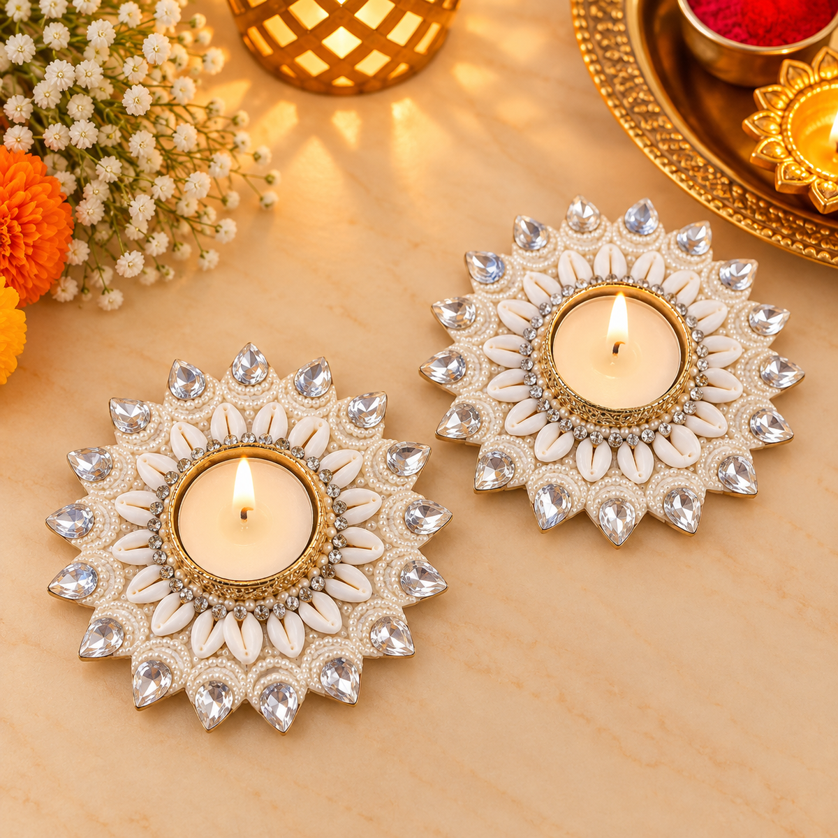 Pearl Kodi Diya (Set Of 2)