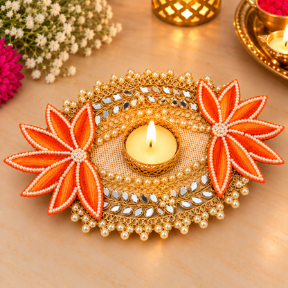 Orange Ornate Diwali Diya Centerpiece