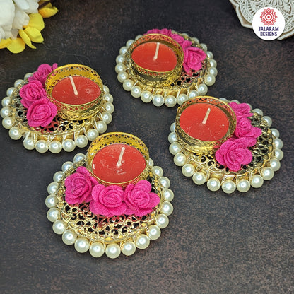 Pearl Bangle And Flower Tea Light Holder