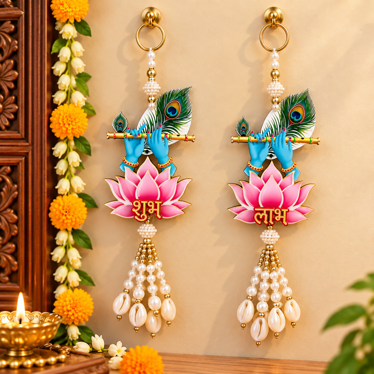 Krishna Morpankh Shubh Labh Hanging