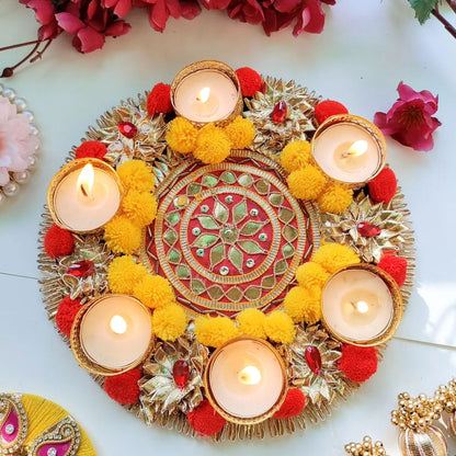 Gota Fabric Rangoli Tea Light Holder