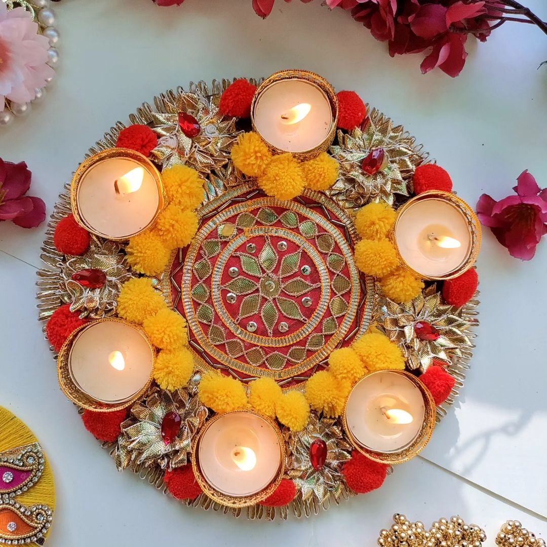 Gota Fabric Rangoli Tea Light Holder