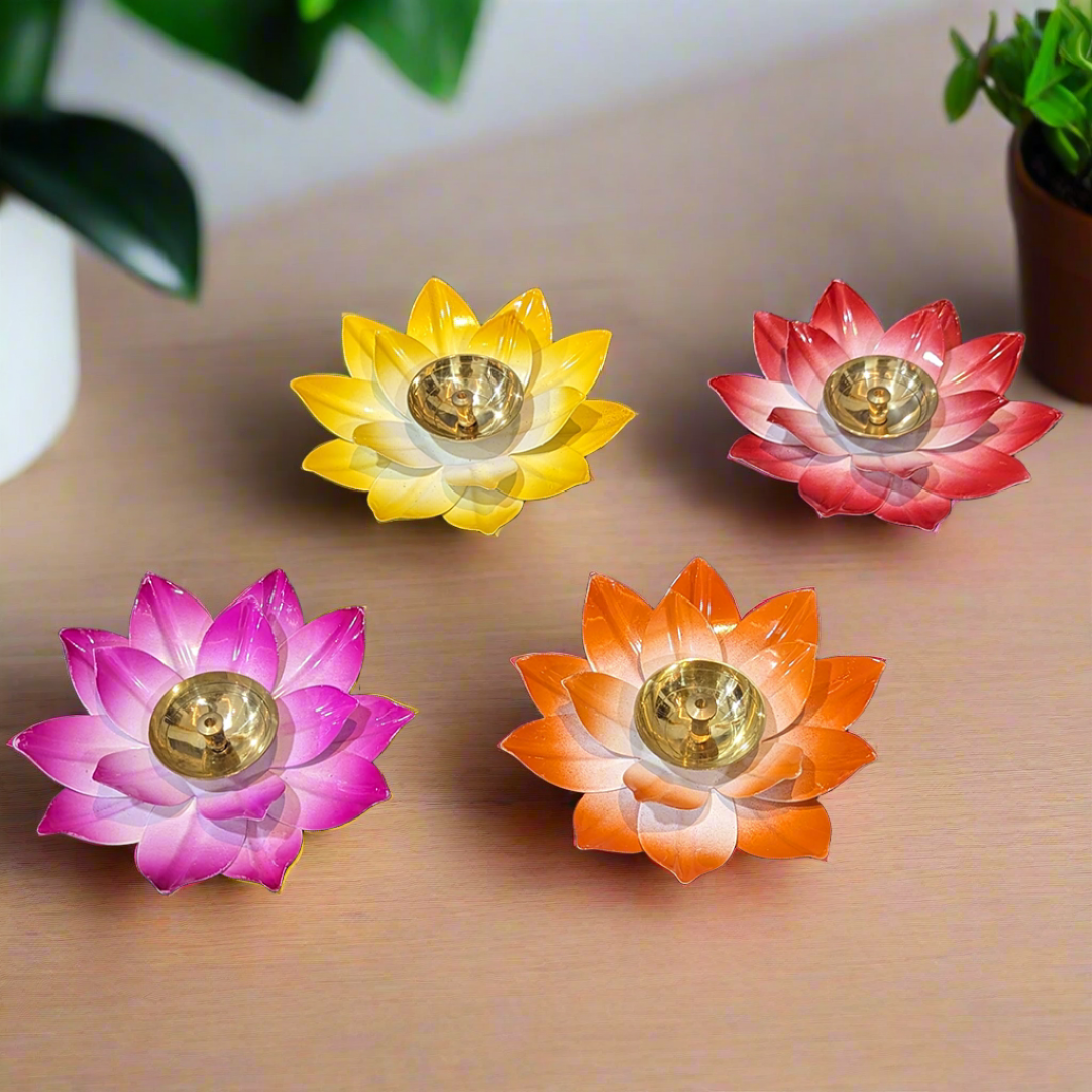 Metal Lotus Flower Shape Diya